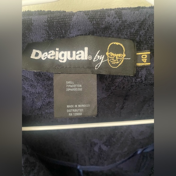 Desigual Blue and Black Tapestry Print Blazer, Size Large - Picture 3 of 3